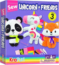 KRAFUN Unicorn Beginner Animal Sewing Kit for Kids Age 7-13 My First Art & Craft, Includes 3 Stuffed Animal Dolls Panda, Fox, Instructions & Plush Felt Materials for Learn to Sew, Embroidery