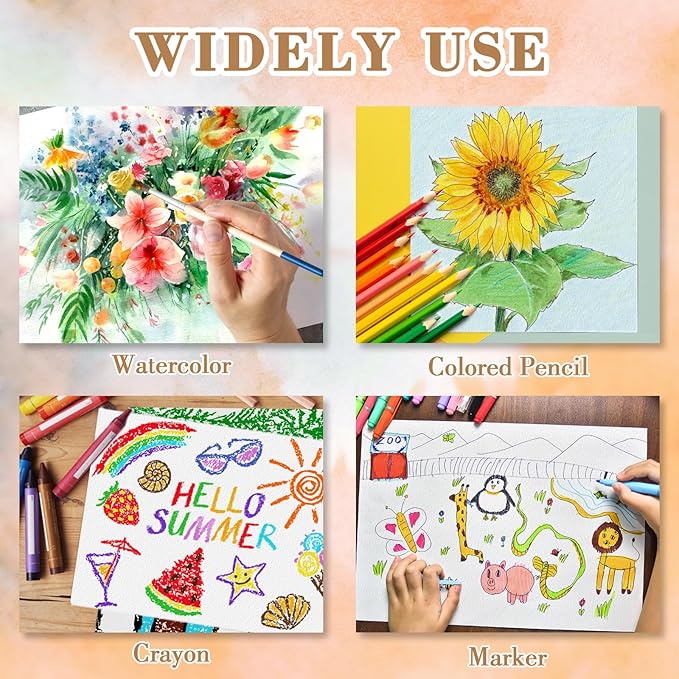 150PCS 5x7 Watercolor Paper Bulk, 140lb/300g Cold Press Thick Water Color Paper Pad for Child Adult, White Art Paper for Drawing Painting Markers Gouache, Textured Cotton Paper Sheets