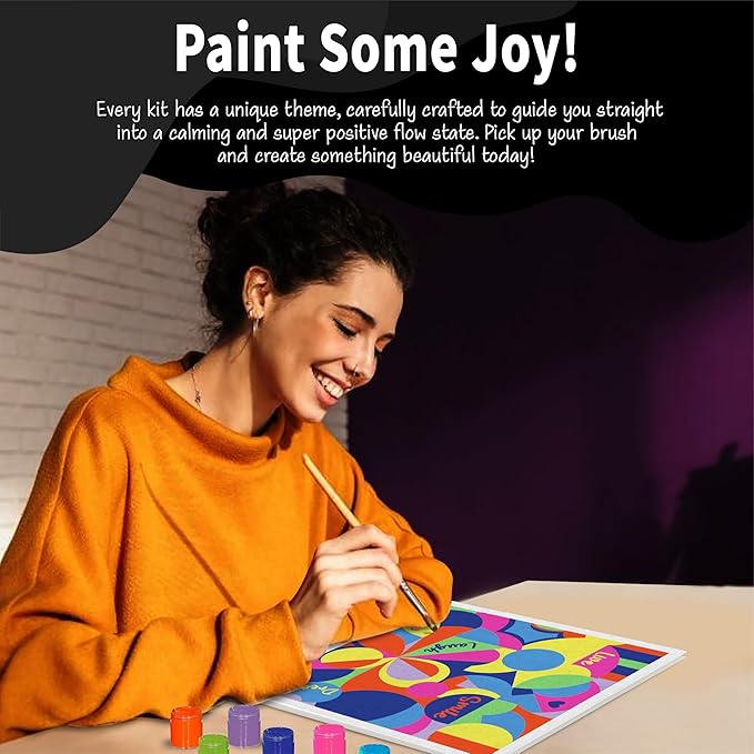 Unwynd Abstract Art Canvas Paint, 10" Canvas Board with 7 Acrylic Paints, Adult Paint by Number Kits, Creative Home Décor Art Craft, DIY Abstract Painting Set for Adults & Teens