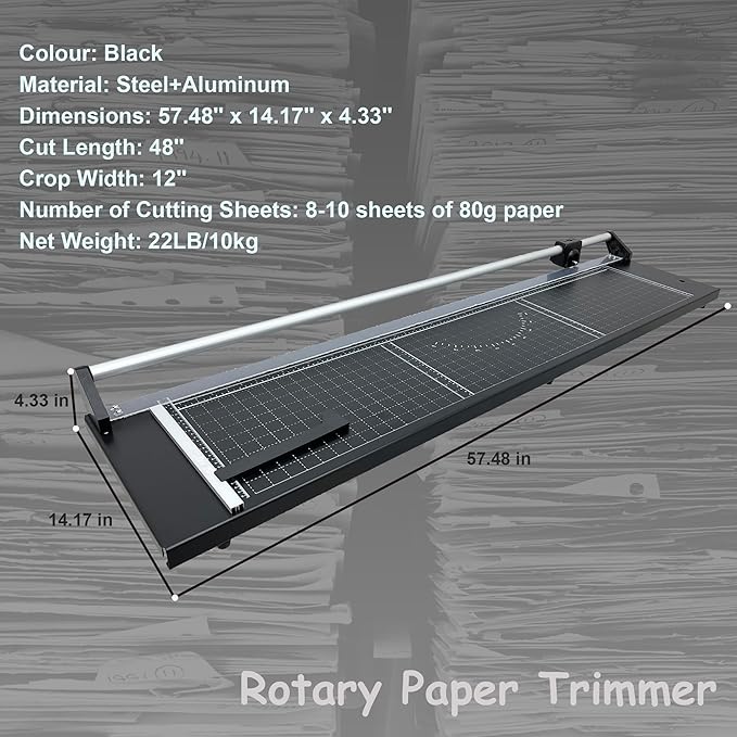 INTSUPERMAI Rotary Paper Trimmers, 48Inch Cut Length, Paper Cutter with High-Strength Tool Steel, Design of Automatic Paper Pressing & Self-Sharpening, for Card, Photo, Coupon, Origami, Scrapbook