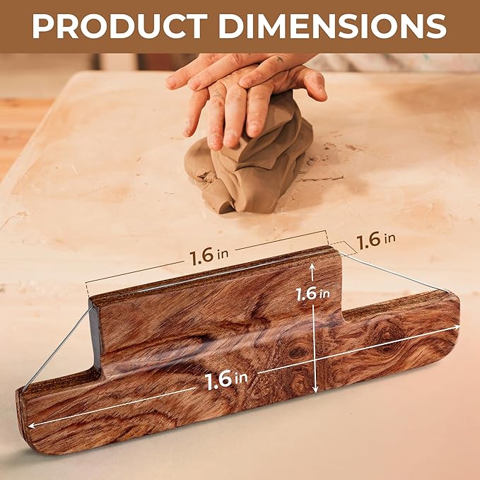 VTUNA Clay Bevel Cutter – Angle Cutting Tool for Pottery & Ceramics, Wood Handle & Steel Wire for Slab Building Projects