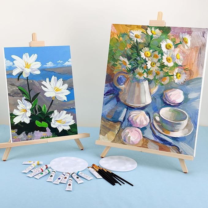 ESRICH 3 Pack Easels for Painting,Tabletop Easel A-Type Adjustable Table Easels for Painting, Holds Highest to 21" Canvas Portable Suitable,Paint Easel for Artists, Beginners, Students