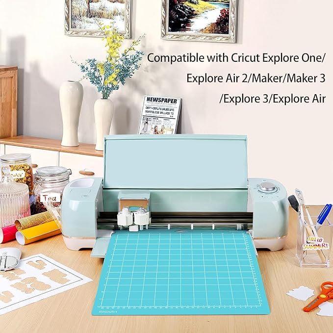 Gwybkq Cutting Mat 6 Pack Light, Compatible With Cricut Maker/Explore Air 2/Air/One (12x12Inch), Blue Adhesive Sticky Pads Non-Slip Replacement Mats for Accessories Supplies
