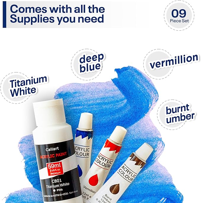 Painting4Real DIY Art Painting Kit for Adults – Learn to Paint Lighthouse with Video Tutorials – 9 Pieces Acrylic Paint Set for Adults –Perfect Christmas Crafts & Holiday Gifts for Art Lovers