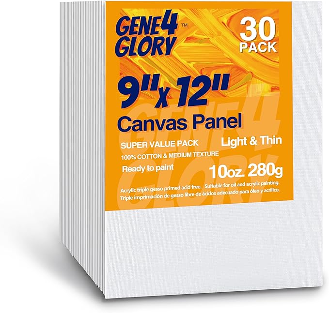 Canvases for Painting 9 x 12 inch-30 Pack, Artist Blank Canvas Boards for Painting- Oil & Acrylic Painting Canvas Panels, White