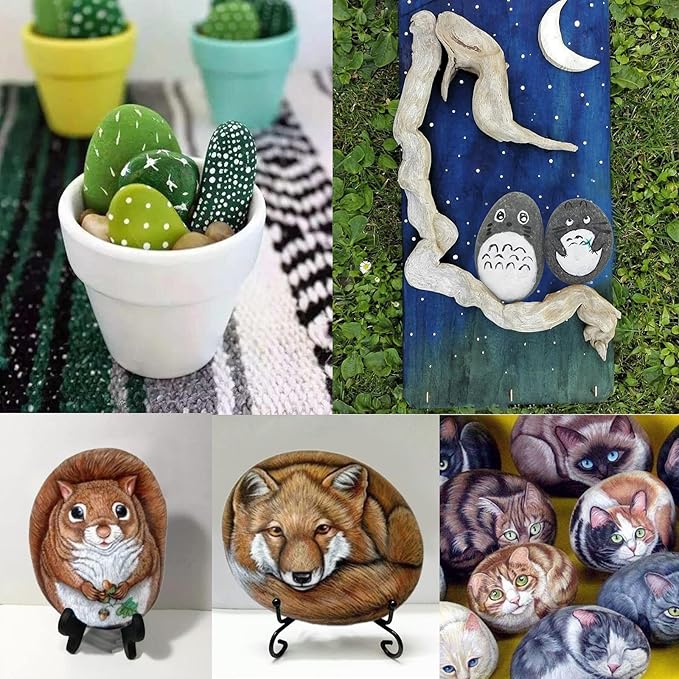 40 Pcs Large Rocks for Painting 25pcs 2-3” & 15pcs 3-4” River Rocks for Painting Natural Flat & Smooth Rocks for Painting for Kids & Adult Craft Gift