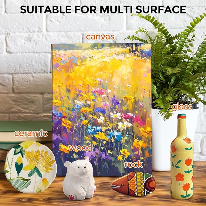 25 Colors Large Acrylic Paint Set (8.45 oz, 250 ml), Bulk Acrylic Paint Non-Toxic Art Painting Supplies on Multi Surface Canvas Wood Craft Fabric Rock for Artist Beginner with Color Wheel