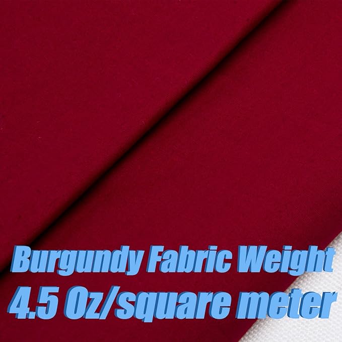 5 Yard Burgundy Cotton Fabric, Natural Cotton Poplin Fabric by The Yard, 59 Inches Wide 100% Cotton Fabric, Soft Embroidery Muslin Quilting Material for Sewing Material Apparel Cloth