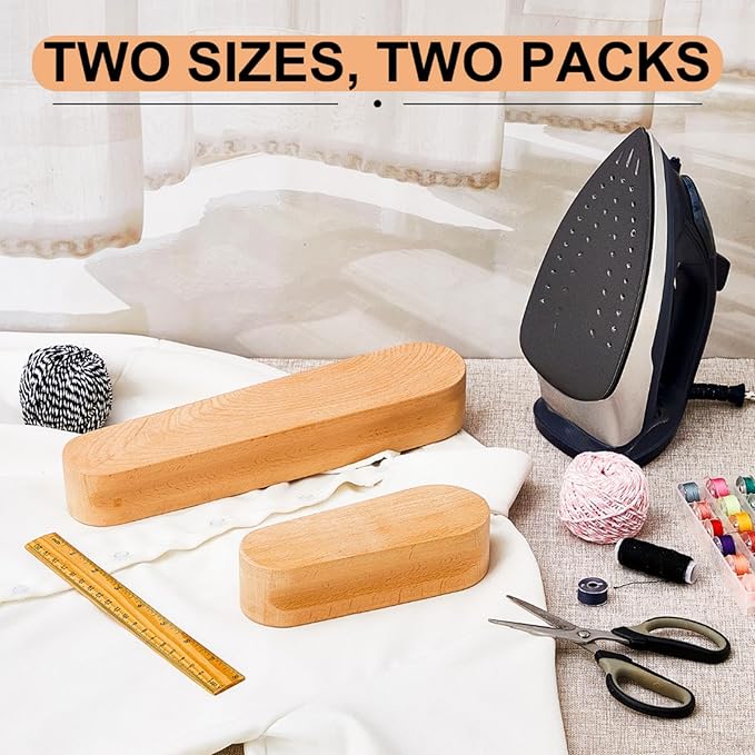 2 Pcs Beech Wood Tailors Clapper Wooden Clapper Sewing Tool Steam Iron Tailor Wooden Clapper for Sewing Quilting Ironing (7 Inch and 12 Inch)