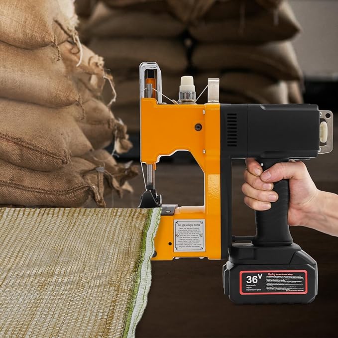 Bag Sewing Machine Cordless Handheld Bag Sealing Closing Machine 210W Electric Bag Stitching Closer Stitcher Packing Machine High Speed for Burlap Sack, Canvas,Feed Sacks,- with Battery, Charger