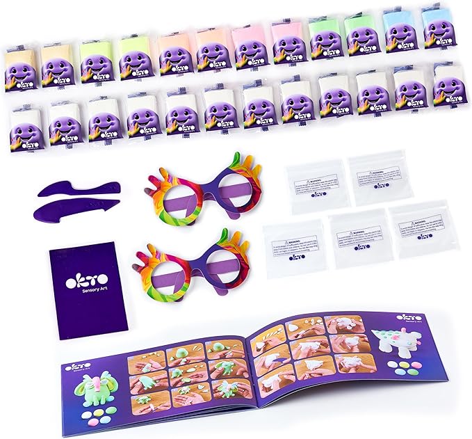 Okto 24 White & Pastel Colour Set - Arts and Crafts for Kids, Modelling Clay, Air Dry Clay for Kids, Non-Sticky, Dries in 24 Hours, No Baking Required