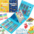 All in One Art Supplies, Art Kit Includes Easel, Origami Paper, Colored Pencils, Crayons, Drawing Book, Coloring Book, Watercolor Pens, Markers and Oil Pastels, Gifts for Girls Boys Teens, Blue
