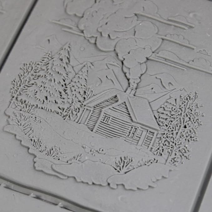 Cottage Clay Texture Roller (4") - Winter Set #01 - Embossing Pattern Roller for Polymer & Ceramic Clay, Pottery & Crafts