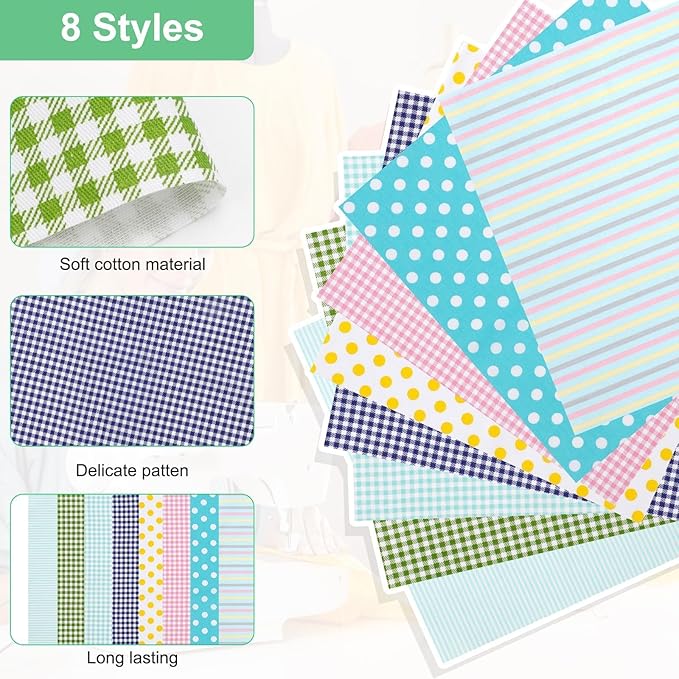 TSV Cover Button Kit with Tools, 100Pcs 5 Sizes Covered Buttons Fabric Template & 8Pcs Quilting Fabric Square Set for DIY, Clothes, Sweaters, and Crafts