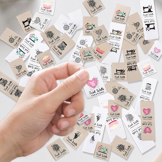 callie Personalized Sewing Label Tags, Custom Fabric Labels for Handmade Items, Crafts, Clothing, Knitting, Crocheting, Quilt, 50 pcs-200 pcs