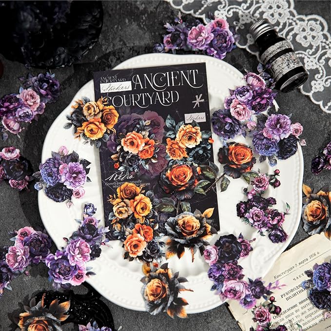 Alideco 120pcs Scrapbook Stickers Vintage Flowers Lace Butterflies Figures Windows and Doors Scrapbooking Junk Journal Crafts Embelishment Decoration Stickers (gujiutingyuan)