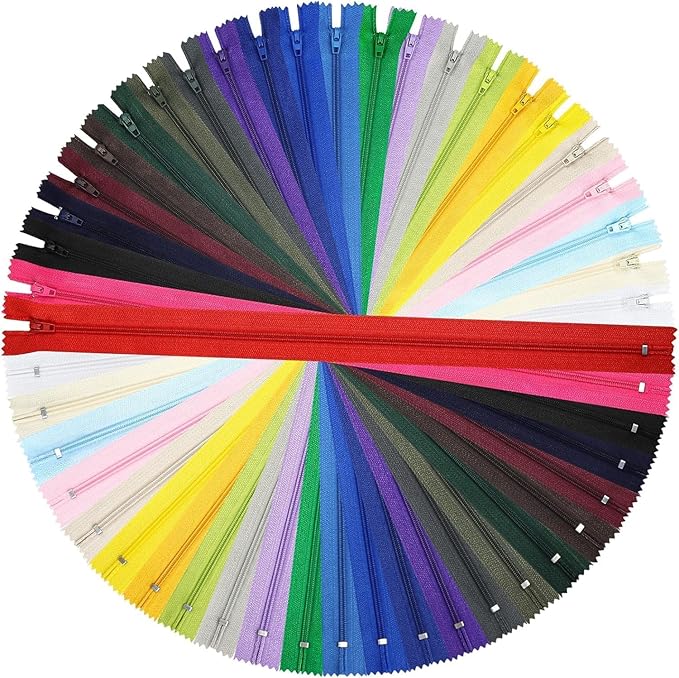Zippers, DOITEM 48 pcs 40cm/16 Inch Multicolor Nylon Coil Zippers for Sewing and Crafts 24 Colors