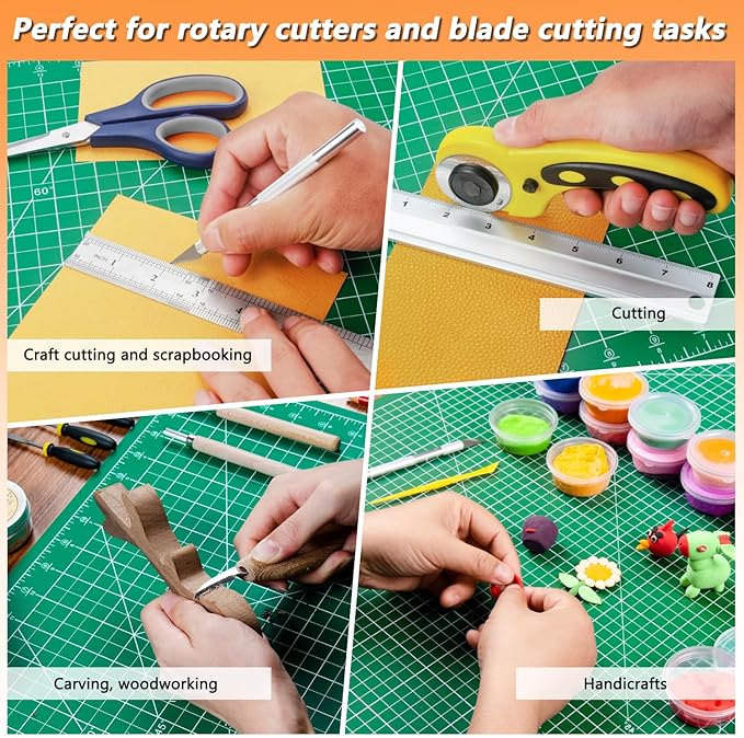 Ecraft 2-Pack 24"x36" Self-Healing Sewing Mat: Large Double-Sided Green 5-Ply Hobby Mat, A1 Rotary Cutting Mat for Sewing, Quilting & Fabric Crafts