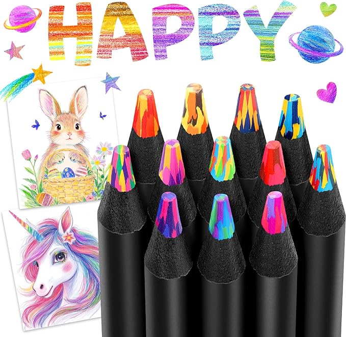 Stocking Stuffers for Kids, Colored Pencils, Art Supplies, 12 Rainbow Pencils, Teen Girl Gifts Trendy Stuff, Arts and Crafts for Kid Ages 8-12, Kids Stocking Stuffers, Gifts for 6-12 Year Old Girl