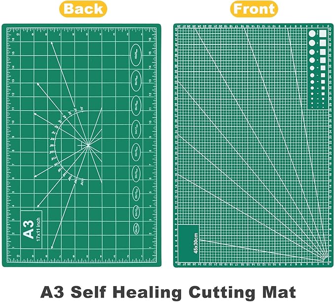 5 PCS Self Healing Cutting Mat 12" x 18": Sewing Rotary Cutting Mat for Crafts and Fabric Sewing Scrapbooking Quilting and Precision Cutting (5, Green)