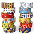 12 Rolls Circus Washi Tape Set, Vintage Carnival Cartoon Decorative Tape Tent Clown Tickets Masking Tape for Journaling Supplies, Junk Journal, Scrapbooking, DIY Arts & Crafts, Gift Wrapping