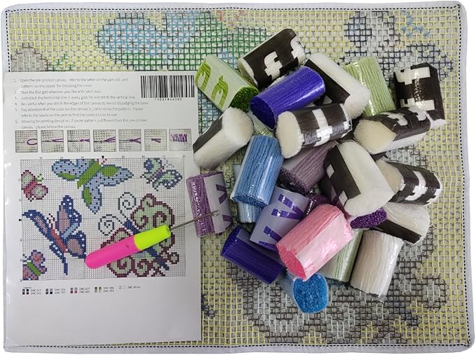 MIAOLLUN Latch Hook Kits, DIY Latch Hook Kit Rug Making Crafts for Adults Beginners with Printed Canvas Pattern 20.4"X 15"(52X38cm)
