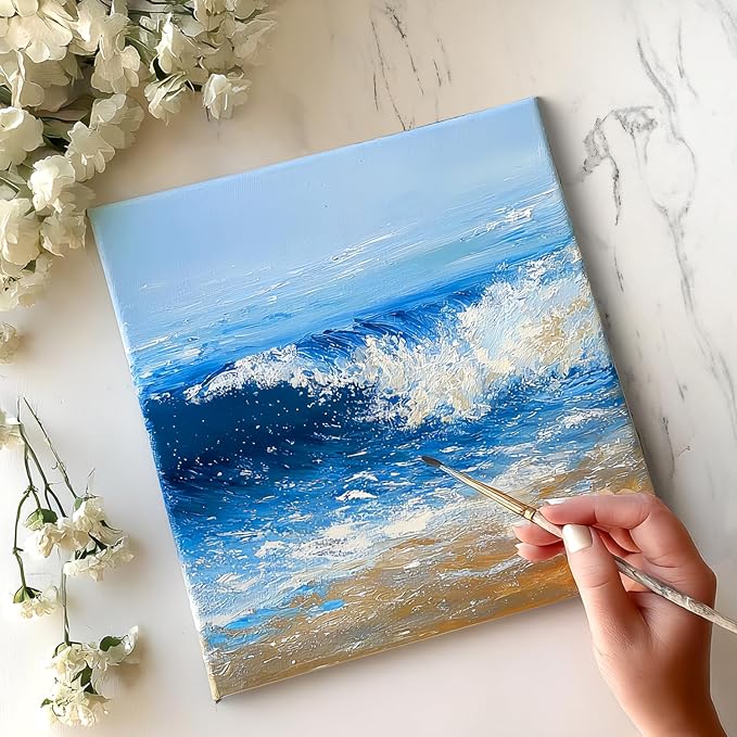AUREUO Blue Acrylic Paint Set - 8 Ocean Marine Coastal Colors 0.71 Fl Oz / 21ml Tubes Aqua Winter Blue Tone Art Paints for Crafts Seascapes, Gift for Painters