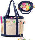 Canvas Yarn Storage Organizer Bag Washable Crochet Bag with Pockets for Yarn, Hooks, Needles – Travel Knitting Tote for Crafters – Gift for Crocheters & Knitters (Medium/Large)