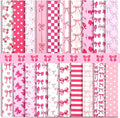 HunnmingRe 20 Pcs 10''x10'' Pink Bow Quilting Fabric Square Coquette Bow Quiltted Fabric Bundle Hot Pink and White Precuts Printed Patchwork Supplies for Holiday DIY Sewing Craft