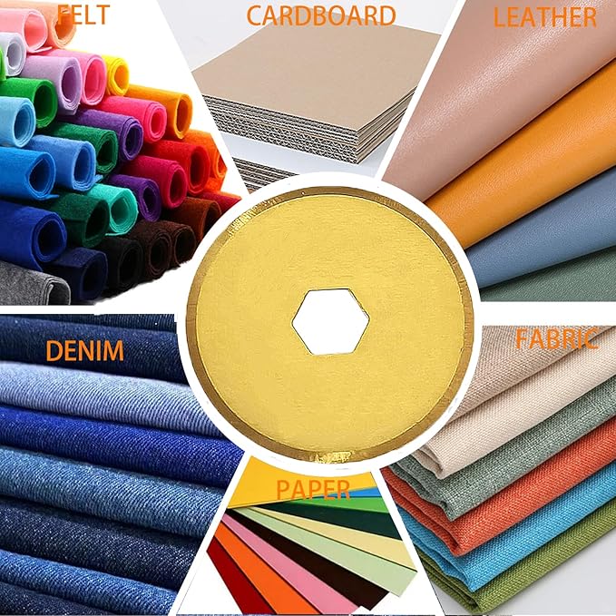 Rotary Cutter Blades 18mm, Replacement Blades Fits Fiskars,OLFA,Martelli,Dremel,Truecut,DAFA,Fabric Cutting Blades Refill for Quilting Scrapbooking Sewing Arts &Crafts, SKS-7, Titanium Coated, 5-Pack