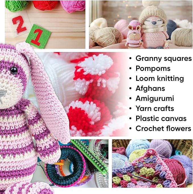 CRAFTISS 30 of 20g/0.7Oz Acrylic Yarn Mini Skeins - 1300 Yards of Soft Yarn for Crocheting and Knitting Craft Project, Assorted Starter Crochet Bulk Kit for Adults and Kids