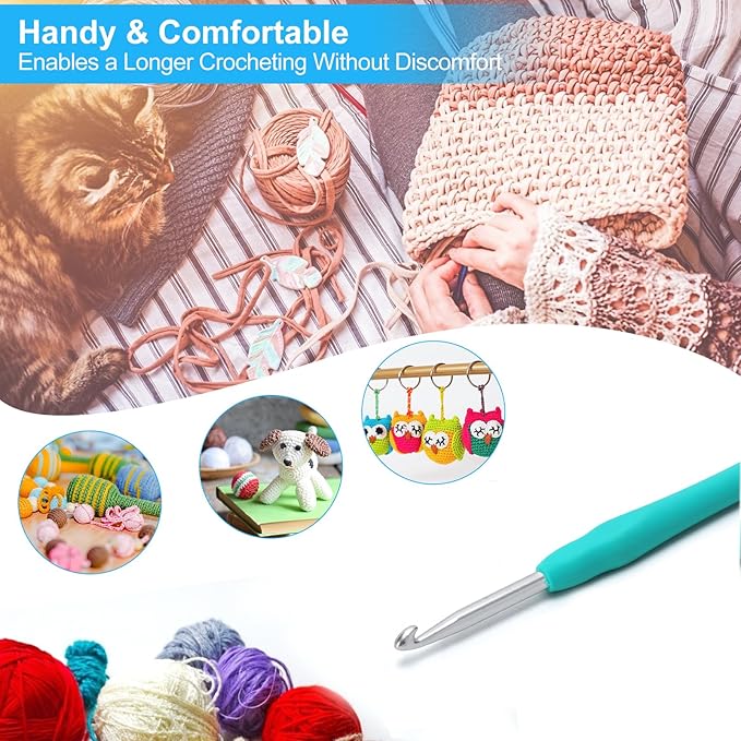Vodiye 10PCS Crochet Hooks, Professional Extra Long  5.5mm Crochet Hook, Ergonomic Handle Crochet Hooks Set, Crochet Needle for Beginners and Experienced Crochet Hooks Lovers (10pcs - 5.5mm)