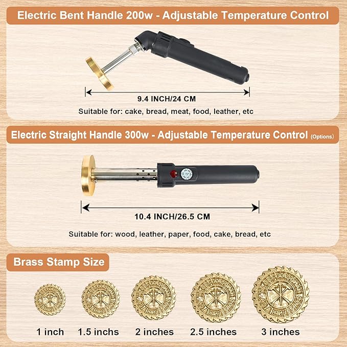 Custom Electric Branding Iron For Wood, Black Temperature-Controlled Wood Branding Iron Personalized Metal Stamp, Logo Branding Irons Letter Stamp for Leather Food, Woodworking Tools DIY Gifts
