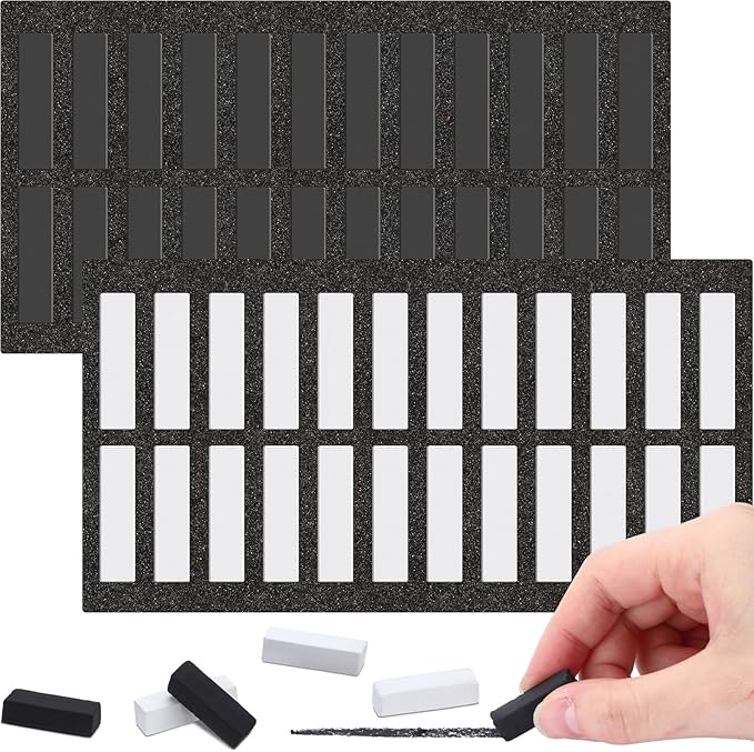 48 Pcs Soft Chalk Pastels Set Soft Pastel for Artists Square Sketch Chalk Non-toxic Artist Pastel Sticks for Professional Artists Students and Art Lovers(White,Black,30×8×8mm)
