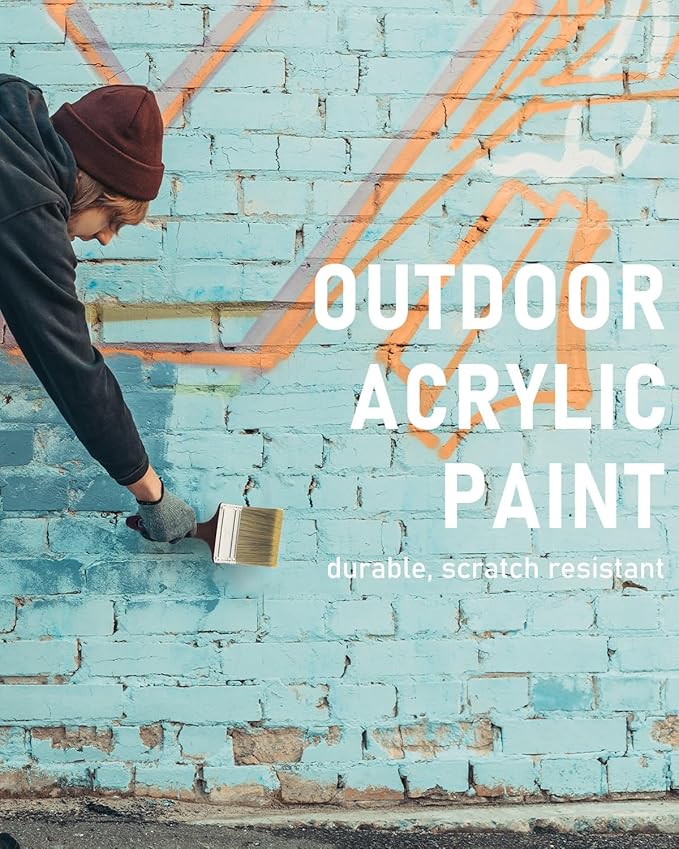 Nicpro 6 Colors Large Bulk Outdoor Acrylic Paint Set (69 oz, 2040 ml) Rich Art Painting Supplies, Waterproof Multi Surface Paint for Rocks, Wood Crafts, Garden Statues, Metal, Stone Concrete Exterior, Wall