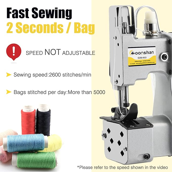 Bag Sewing Machine 2s/bag Bag Closing Machine Portable Bag Closer 6.4Lbs Automatic Woven Bag Sewer Packing Machine for Packing Bags Non-woven Fabrics Leather