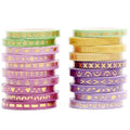 YUBX Skinny Gold Washi Tape Set Basic Foil Print Decorative Masking Tapes for Arts, DIY Crafts, Journals, Planners, Scrapbook, Wrapping (Dreamy Waltz)