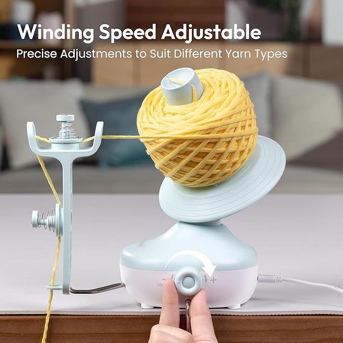 Etcokei Electric Yarn Winder M1 for Crocheting, Compact Yarn Cake with Strong Tension, Stepless Speed, Automatic Wool Spinner, Ideal Helper for Knitting Lovers (Mint Green)