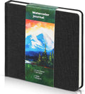 Dispowreath 5.5 x 5.5 in Watercolor Sketchbook Journal Square Watercolor Notebook Cold Press 140lb 300gsm Cotton Paper 48 Pages Journals Notebook Paper Pads(Black)
