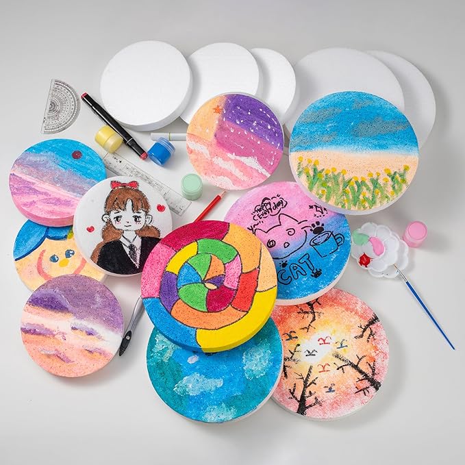 12-Pack 8 Inch Foam Circles, 1" Thick, Round Foam Discs for DIY Projects, Cakes Decorations, Sculpture, Modeling, Arts and Crafts Supplies. 8×8×1 inch