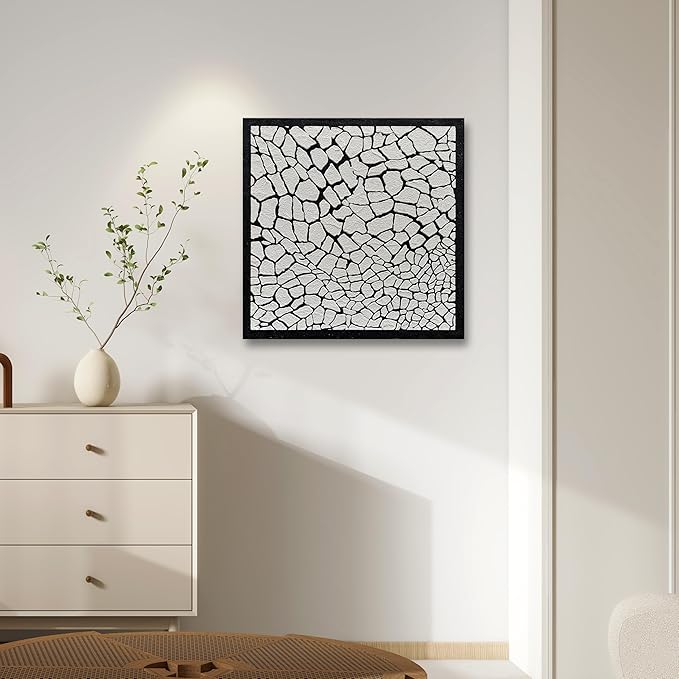 Art 24x24 inches Hand-Painted Black and White Textured Art Oil Painting in Modern Abstract Style - Suitable for Wall Decoration in Home Office