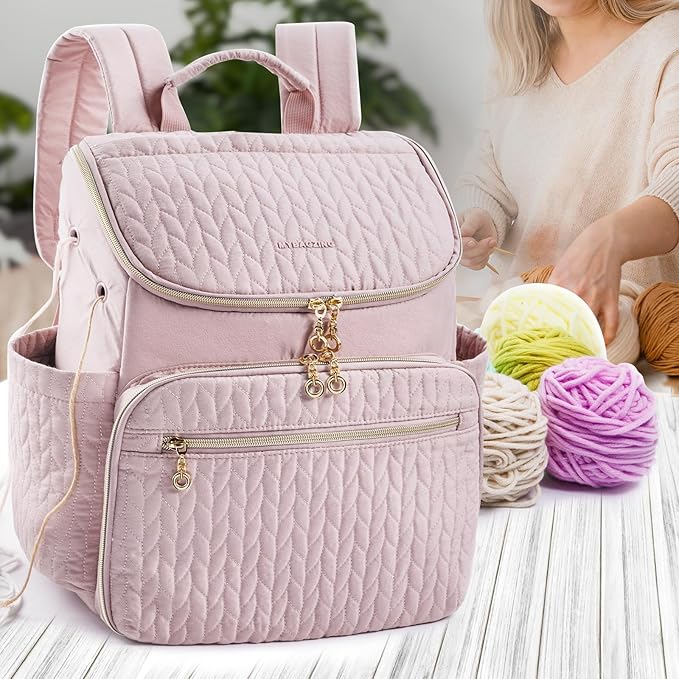 Knitting Bag Backpack, Large Crochet Backpack - Crochet Bag Organizer, Yarn Storage Organizer - Yarn Holder with 10 Pockets for Crochet Accessories, Knitting & Crochet Supplies, Crochet Gift