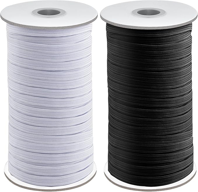 Coopay 100 Yards Length 1/2" Width Elastic Bands Flat Elastic Cord Rope Heavy Stretch Spool Knit for Sewing DIY Projects, Arts & Crafts, 2 Rolls, 50 Yards/Roll (Black and White, 1/2 Inch)