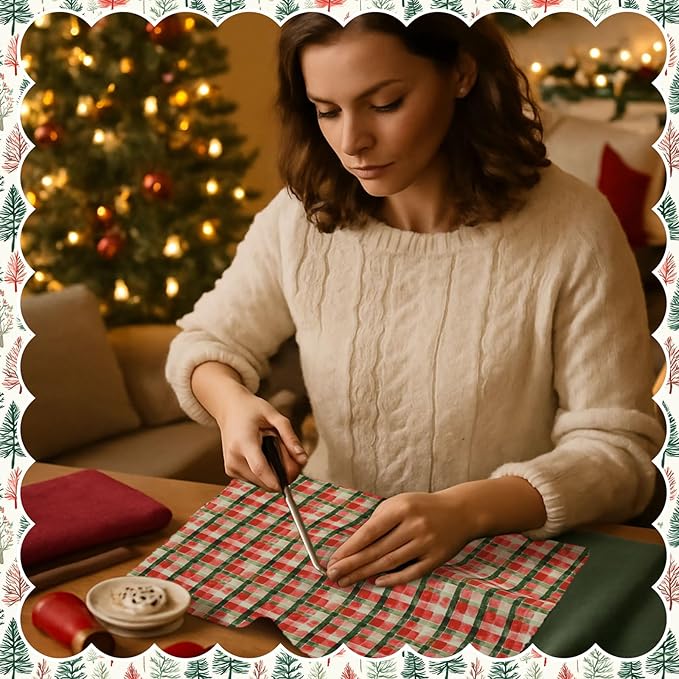 60 Pcs 10 x 10 Inch Vintage Woodland Christmas Quilting Fabric Christmas Fat Squares Patchwork Precut Poinsettia Sweater Fabric Bundles for Xmas Winter Quilting Crafting DIY Craft Sewing