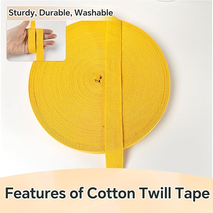 40 Yards Herringbone Twill Tape for Sewing,Pet Collar,Gift Wrapping Home Deco -3/4 inch Gold Cotton Webbing Straps-Natural Bias Binding Tape for Handles, Crafting & DIY Projects