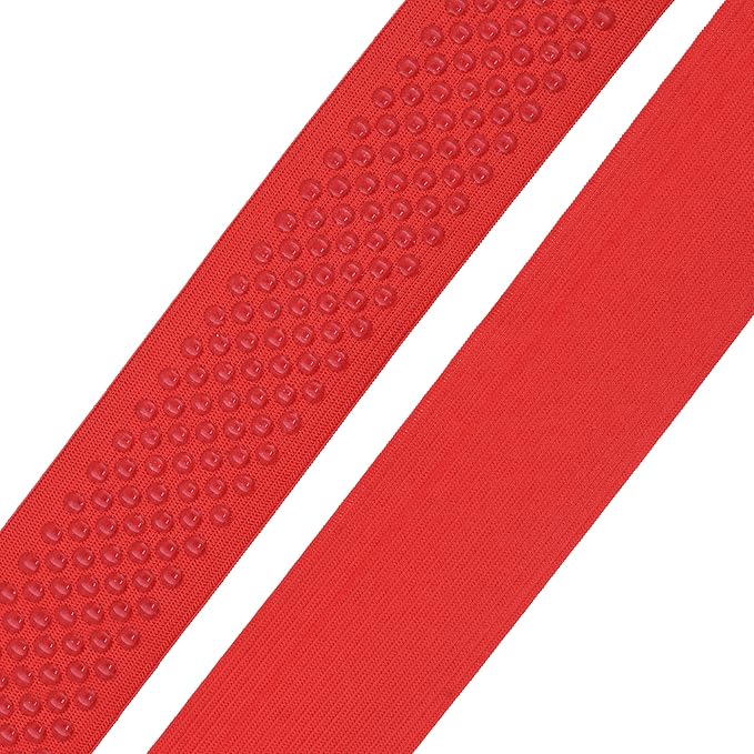 Mandala Crafts 2 Inch Elastic Silicone Gripper Tape for Clothing - 5 Yds Dotted Non Slip Elastic Band for Sewing - Red Silicone Flat Fabric Stretchy Ribbon Straps