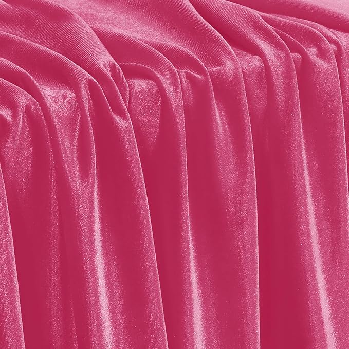 KKJIAF Pink Stretch Velvet Fabric 60 Inch Wide, 5 Yard Soft Stretchy Fabric for Sewing Clothes, Apparel, Costume, Crafts - 90% Polyester 10% Spandex
