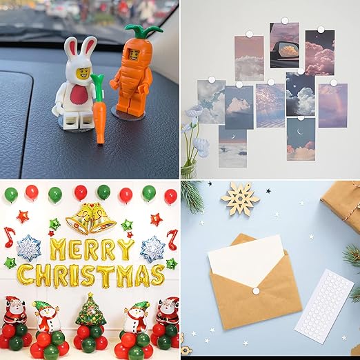 JANYUN 225 Pieces Double Sided Sticky Dot Stickers Round Putty Clear Sticky Tack No Trace Sticky Putty Waterproof Small Balloon Stickers for Wall Wood Plastic Christmas Supplies (6mm+10mm+20mm)
