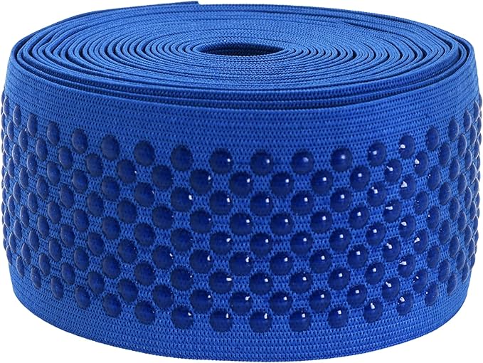 Mandala Crafts 2 Inch Elastic Silicone Gripper Tape for Clothing - 5 Yds Dotted Non Slip Elastic Band for Sewing - Denim Silicone Flat Fabric Stretchy Ribbon Straps