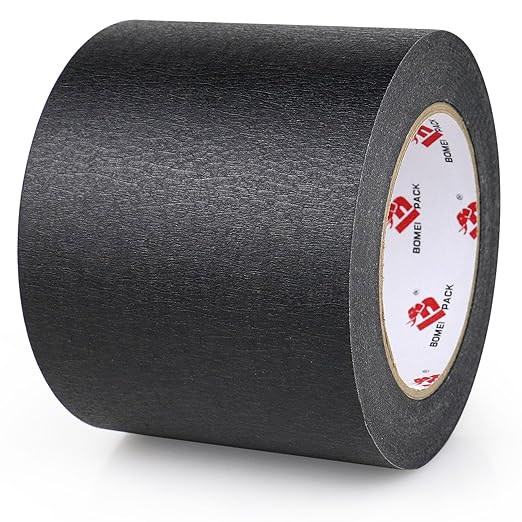 BOMEI PACK Wide Painters Tape 4 Inches x 55 Yards, Black Wide Masking Tape, 3D Printing Tape for Laser Cutting, 21-Day Clean Removal for Indoor and Outdoor Use